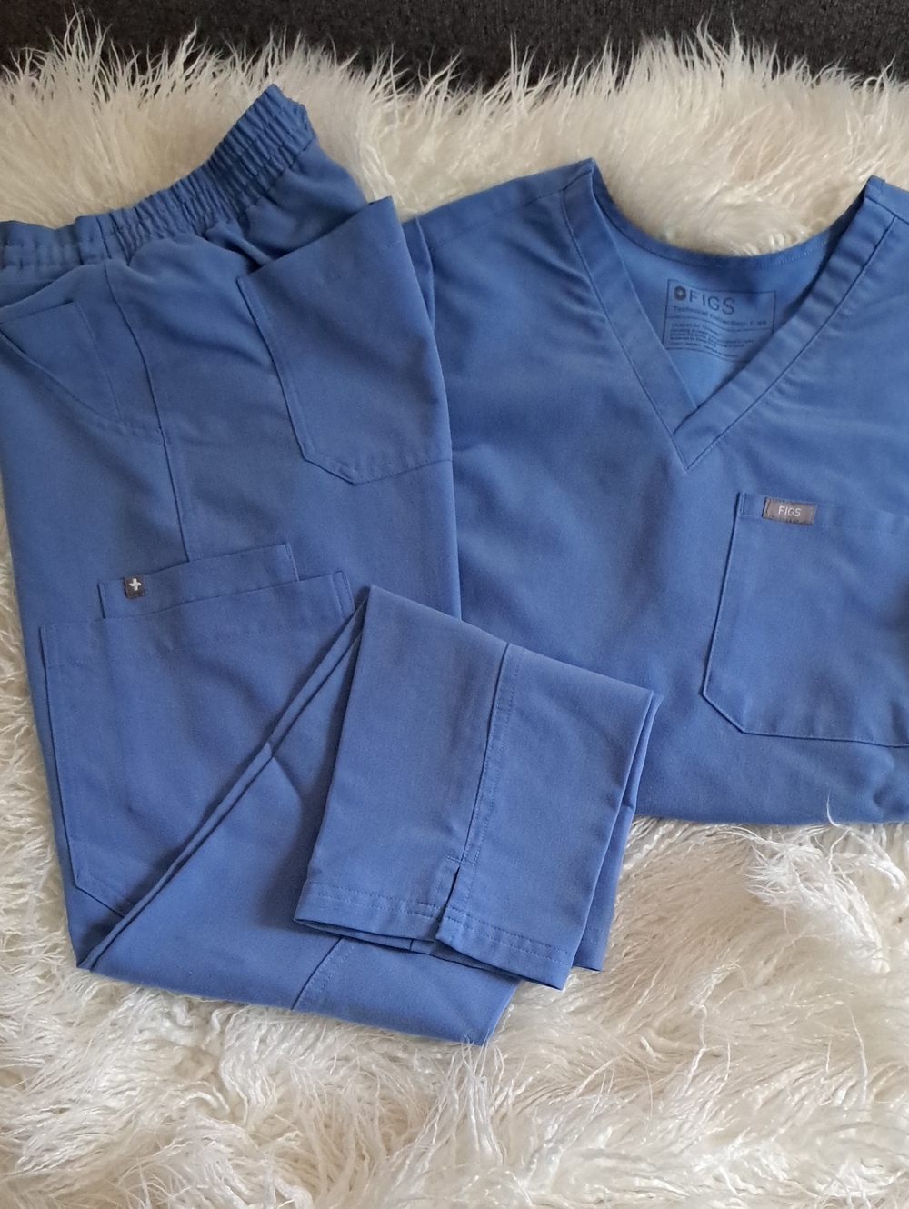 Figs Womans Royal Blue Scrub Top & Jogger Set